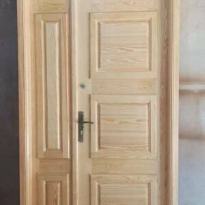 Solid wooden door with a matching frame