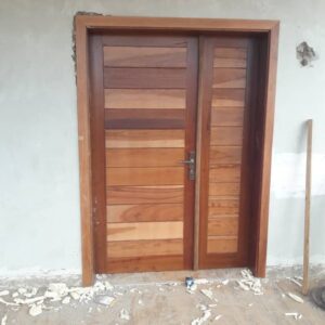 Multipanel Solid Wooden Wide Door and Frame